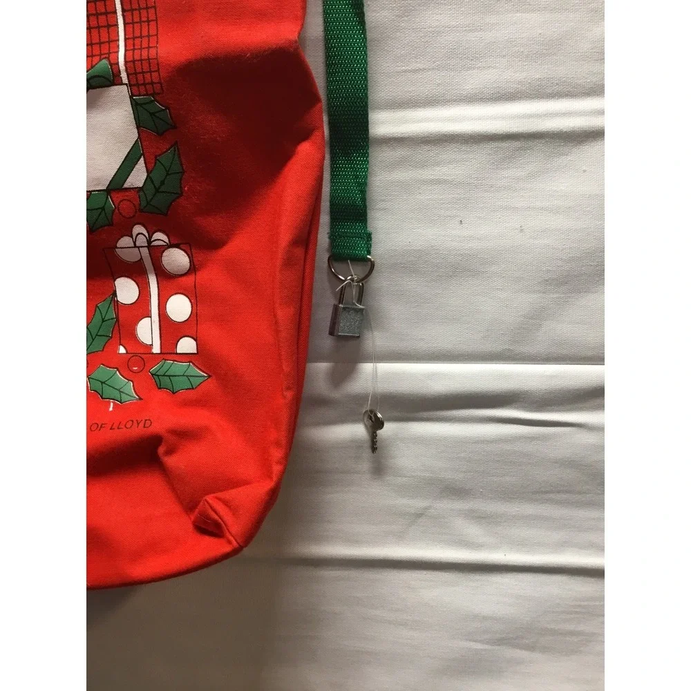 VTG 1988 House of Lloyd‎ Gift Sack Red Canvas Don't Open Till Christmas w/Lock